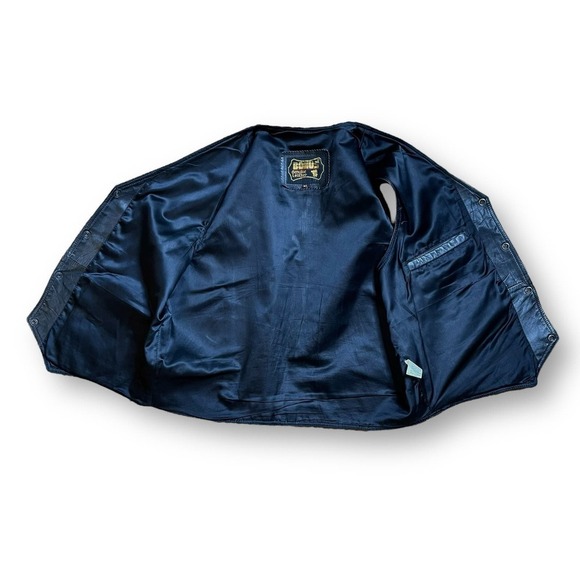 Bonus Black Leather Vest Mens Western Snap Button Size XL - Picture 7 of 9